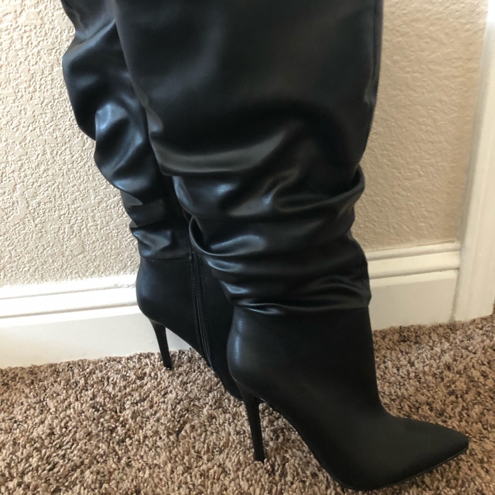 Black leather boots